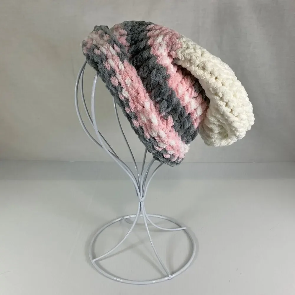 NWT Handmade Chunky Knitted Multicolor Textured Kid/Teen Slouchy Beanie
